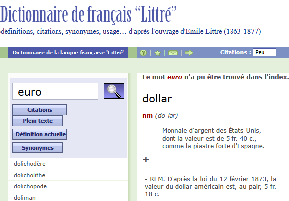 Page EURO du Littré