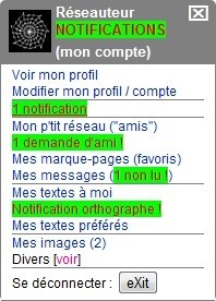 L'onglet "mon compte"