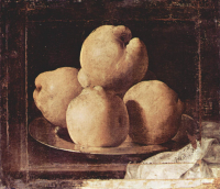 Quatre coings peints par Zurbaran